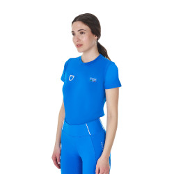 T-shirt feminino Equestro x FISE corte slim de mangas curtas Azul da Savoia