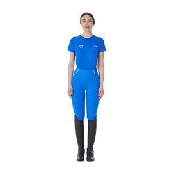 T-shirt feminino Equestro x FISE corte slim de mangas curtas Azul da Savoia