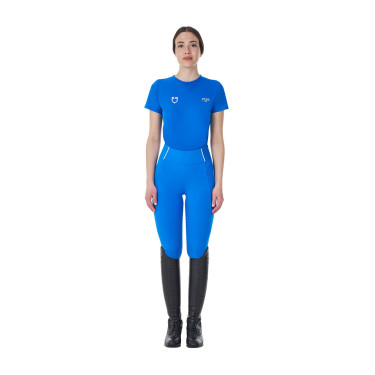 T-shirt feminino Equestro x FISE corte slim de mangas curtas Azul da Savoia