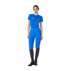 T-shirt feminino Equestro x FISE corte slim de mangas curtas Azul da Savoia