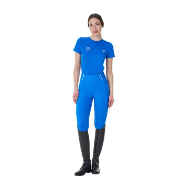 T-shirt feminino Equestro x FISE corte slim de mangas curtas Azul da Savoia