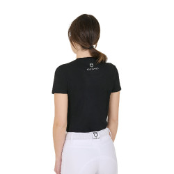 T-shirt feminino Equestro Wild Heart em algodão de mangas curtas Preto