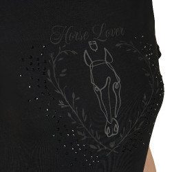T-shirt feminino Equestro Wild Heart em algodão de mangas curtas Preto