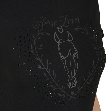 T-shirt feminino Equestro Wild Heart em algodão de mangas curtas Preto