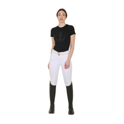 T-shirt feminino Equestro Wild Heart em algodão de mangas curtas Preto
