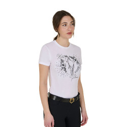 T-shirt feminino Equestro Wild Flower em algodão de manga curta Branco T-shirt feminino Equestro Wild Flower em algodão de manga curta Branco