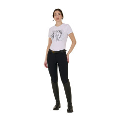 T-shirt feminino Equestro Wild Flower em algodão de manga curta Branco T-shirt feminino Equestro Wild Flower em algodão de manga curta Branco