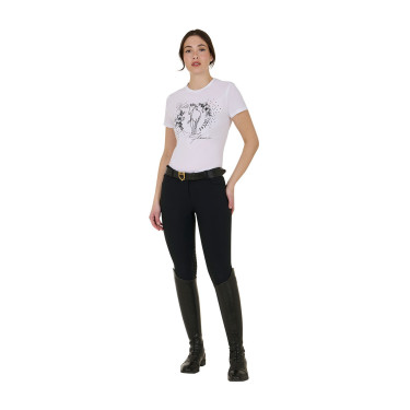 T-shirt feminino Equestro Wild Flower em algodão de manga curta Branco T-shirt feminino Equestro Wild Flower em algodão de manga curta Branco
