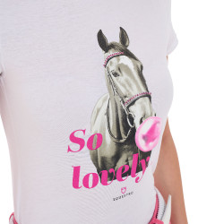 T-shirt feminino Equestro So Lovely em algodão de manga curta Branco T-shirt feminino Equestro So Lovely em algodão de manga curta Branco