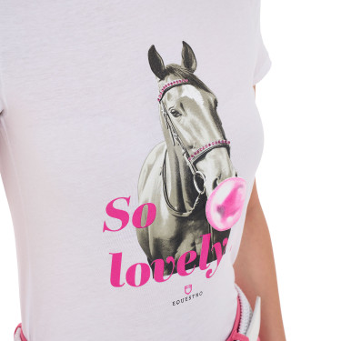 T-shirt feminino Equestro So Lovely em algodão de manga curta Branco T-shirt feminino Equestro So Lovely em algodão de manga curta Branco