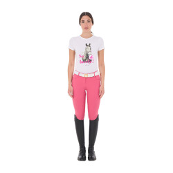 T-shirt feminino Equestro So Lovely em algodão de manga curta Branco T-shirt feminino Equestro So Lovely em algodão de manga curta Branco