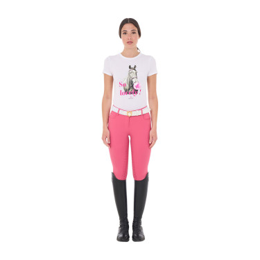 T-shirt feminino Equestro So Lovely em algodão de manga curta Branco T-shirt feminino Equestro So Lovely em algodão de manga curta Branco