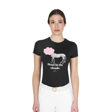 T-shirt de equitação feminino Equestro algodão
