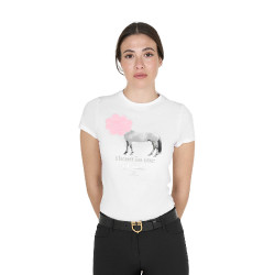 T-shirt feminino Equestro Head In The Clouds em algodão de mangas curtas Branco T-shirt feminino Equestro Head In The Clouds em algodão de mangas curtas Branco