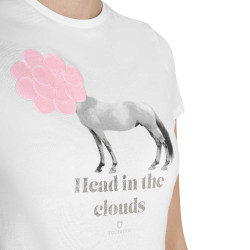 T-shirt feminino Equestro Head In The Clouds em algodão de mangas curtas Branco T-shirt feminino Equestro Head In The Clouds em algodão de mangas curtas Branco