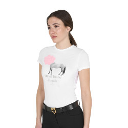 T-shirt feminino Equestro Head In The Clouds em algodão de mangas curtas Branco T-shirt feminino Equestro Head In The Clouds em algodão de mangas curtas Branco