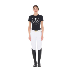 T-shirt feminino Equestro EQ de algodão de manga curta Preto