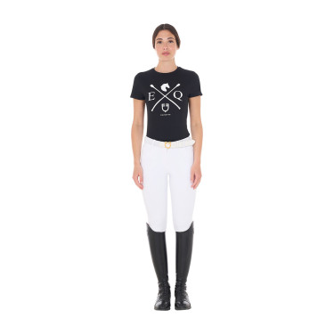 T-shirt feminino Equestro EQ de algodão de manga curta Preto