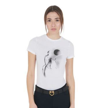 T-shirt feminino Equestro corte slim estampado Moonlight manga curta Branco T-shirt feminino Equestro corte slim estampado Moonlight manga curta Branco