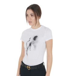 T-shirt feminino Equestro corte slim estampado Moonlight manga curta Branco T-shirt feminino Equestro corte slim estampado Moonlight manga curta Branco