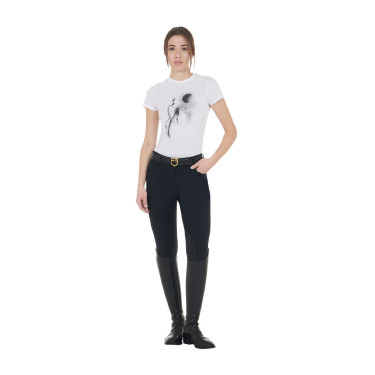 T-shirt feminino Equestro corte slim estampado Moonlight manga curta Branco T-shirt feminino Equestro corte slim estampado Moonlight manga curta Branco