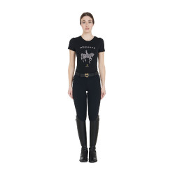 T-shirt equitação mulher Equestro slim com strass