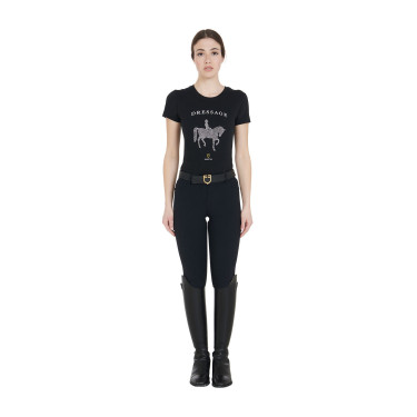 T-shirt equitação mulher Equestro slim com strass