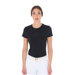T-shirt feminino Equestro básico com logotipo tom sobre tom, mangas curtas Preto T-shirt feminino Equestro básico com logotipo tom sobre tom, mangas curtas Preto