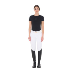 T-shirt feminino Equestro básico com logotipo tom sobre tom, mangas curtas Preto T-shirt feminino Equestro básico com logotipo tom sobre tom, mangas curtas Preto