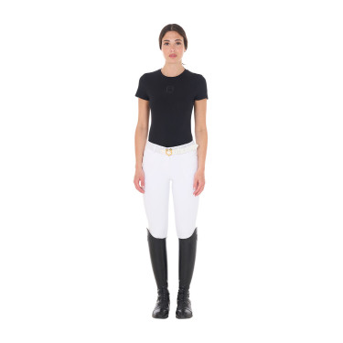 T-shirt feminino Equestro básico com logotipo tom sobre tom, mangas curtas Preto T-shirt feminino Equestro básico com logotipo tom sobre tom, mangas curtas Preto