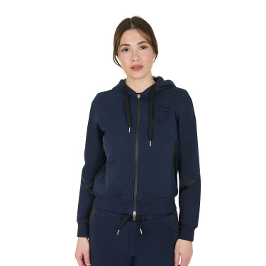 Moletom feminino Equestro Institutional com zíper frontal Blazer marinho Azul-marinho