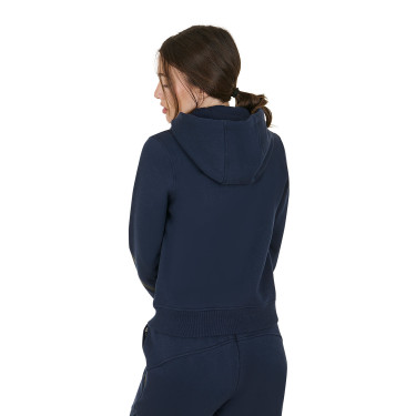 Moletom feminino Equestro Institutional com zíper frontal Blazer marinho Azul-marinho