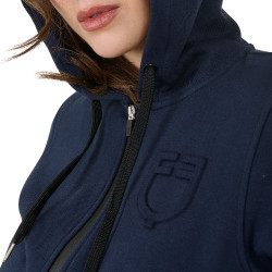 Moletom feminino Equestro Institutional com zíper frontal Blazer marinho Azul-marinho
