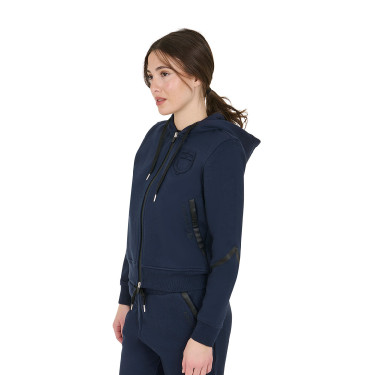 Moletom feminino Equestro Institutional com zíper frontal Blazer marinho Azul-marinho