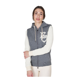 Moletom feminino Equestro EQ bicolor com zíper frontal Cinzento mesclado / branco antigo Moletom feminino Equestro EQ bicolor com zíper frontal Cinzento mesclado / branco antigo