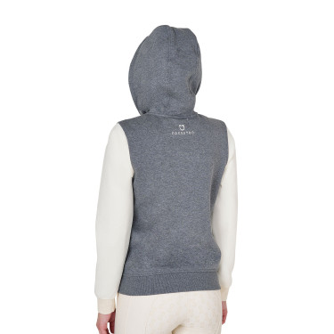 Moletom feminino Equestro EQ bicolor com zíper frontal Cinzento mesclado / branco antigo Moletom feminino Equestro EQ bicolor com zíper frontal Cinzento mesclado / branco antigo