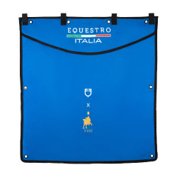 Cortina longa de box Equestro x FISE com logotipo bordado Azul da Savoia