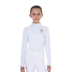 Polo de concurso para menina de mangas compridas Equestro x FISE Branco Polo de concurso para menina de mangas compridas Equestro x FISE Branco