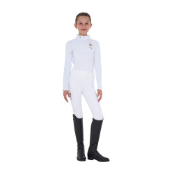 Polo de concurso para menina de mangas compridas Equestro x FISE Branco Polo de concurso para menina de mangas compridas Equestro x FISE Branco