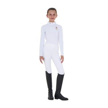 Polo de concurso para menina de mangas compridas Equestro x FISE Branco Polo de concurso para menina de mangas compridas Equestro x FISE Branco