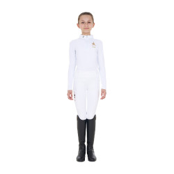 Polo de concurso para menina de mangas compridas Equestro x FISE Branco Polo de concurso para menina de mangas compridas Equestro x FISE Branco