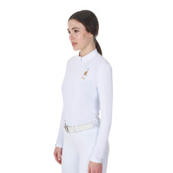Polo de concurso feminino de mangas compridas Equestro x FISE Branco Polo de concurso feminino de mangas compridas Equestro x FISE Branco