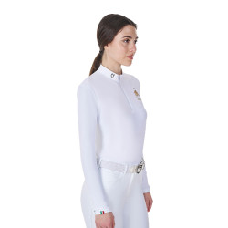 Polo de concurso feminino de mangas compridas Equestro x FISE Branco Polo de concurso feminino de mangas compridas Equestro x FISE Branco