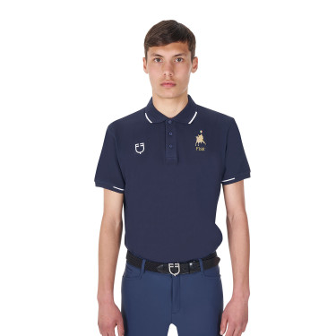 Polo de treino masculino Equestro x FISE três botões manga curta Blazer marinho Azul-marinho Polo de treino masculino Equestro x FISE três botões manga curta Blazer marinho Azul-marinho