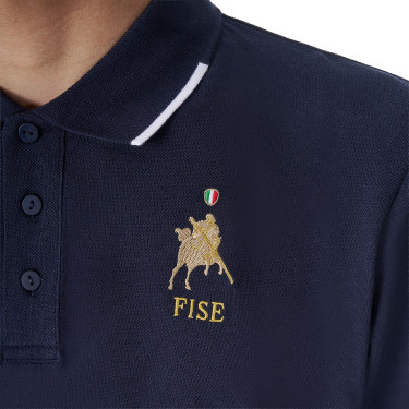 Polo de treino masculino Equestro x FISE três botões manga curta Blazer marinho Azul-marinho Polo de treino masculino Equestro x FISE três botões manga curta Blazer marinho Azul-marinho