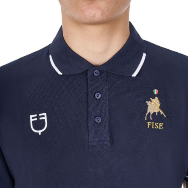 Polo de treino masculino Equestro x FISE três botões manga curta Blazer marinho Azul-marinho Polo de treino masculino Equestro x FISE três botões manga curta Blazer marinho Azul-marinho