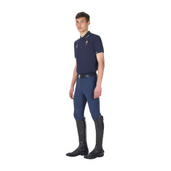 Polo de treino masculino Equestro x FISE três botões manga curta Blazer marinho Azul-marinho