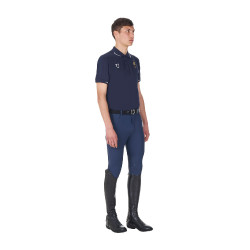 Polo de treino masculino Equestro x FISE três botões manga curta Blazer marinho Azul-marinho