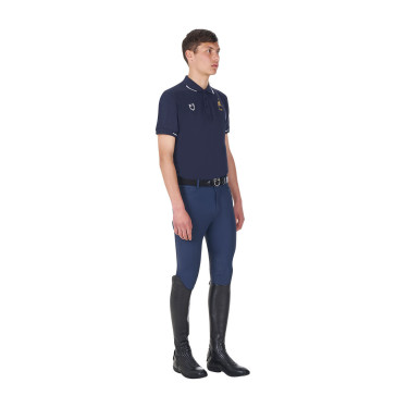 Polo de treino masculino Equestro x FISE três botões manga curta Blazer marinho Azul-marinho Polo de treino masculino Equestro x FISE três botões manga curta Blazer marinho Azul-marinho
