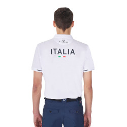 Polo de treino masculino Equestro x FISE três botões manga curta Branco